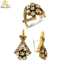 Gümüş Otantik Taşlı Set